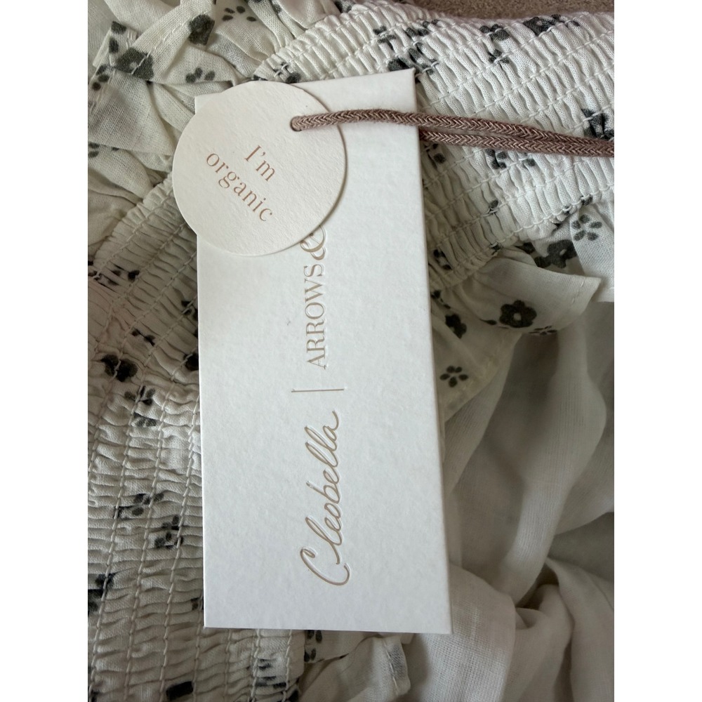 Cleobella x Arrows & Bow Organic Cotton Floral Smocked Ruffle Mini Skirt White M - Picture 5 of 6